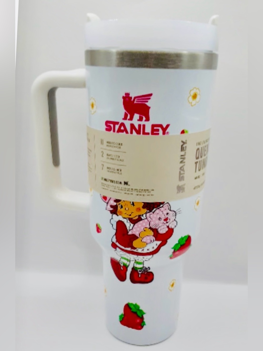Stanley White Travel Mug with Strawberry Shortcake Artwork